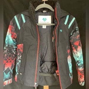 Obermeyer geometric pattern teen snow jacket.